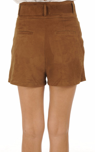 Short cuir velours Carlia caramel