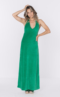 Robe longue éponge vert