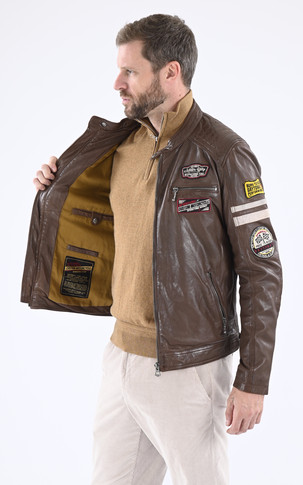 Blouson motard Limerock marron