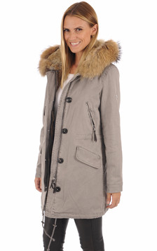 Parka Toile et Fourrure Lapin Grise Parka Toile et Fourrure Lapin Grise