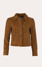 Veste cuir velours Roma Tobacco