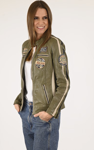 la canadienne Blouson motard Soline kaki clair