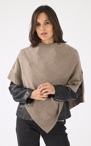 Poncho cachemire taupe