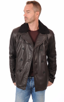 Veste Caban Cuir Grainé Veste Caban Cuir Grainé