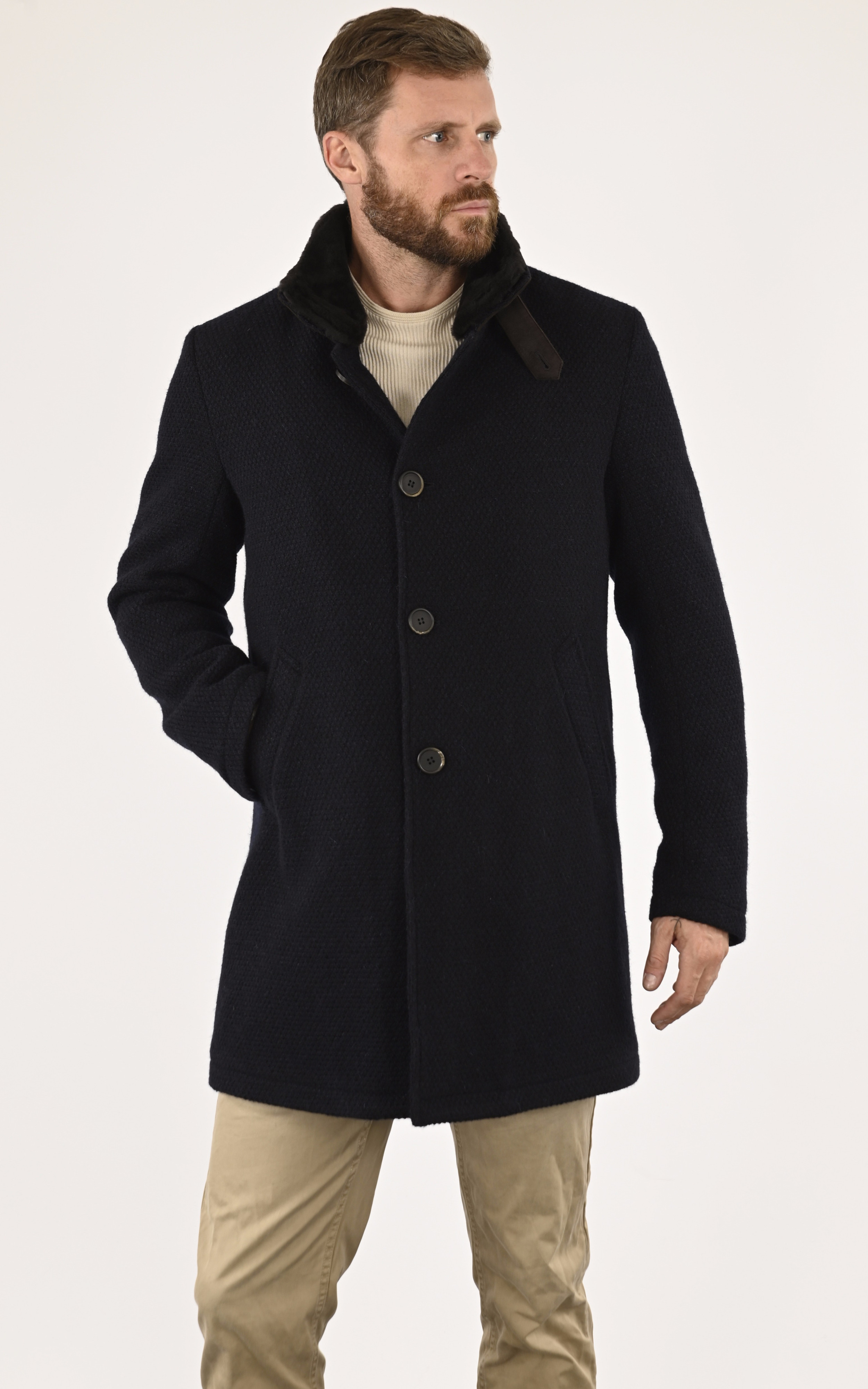 Manteau élégant laine marine Gimo's