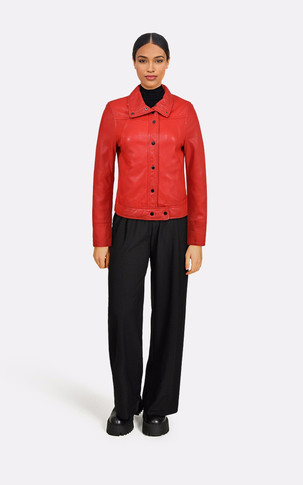 Blouson cuir Nubie rouge