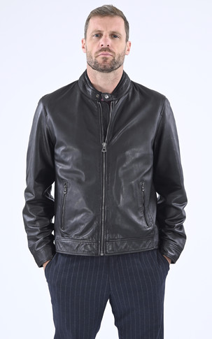 Blouson cuir Mercer noir