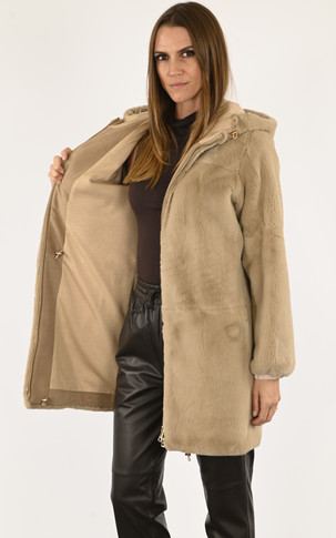 Manteau fourrure beige