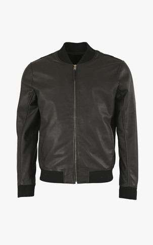 Blouson teddy cuir noir