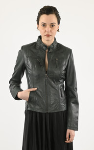 Blousons Cuir Col mao collection Femme La Canadienne