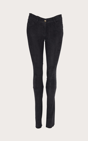 Pantalon cuir velours Agnès Navy