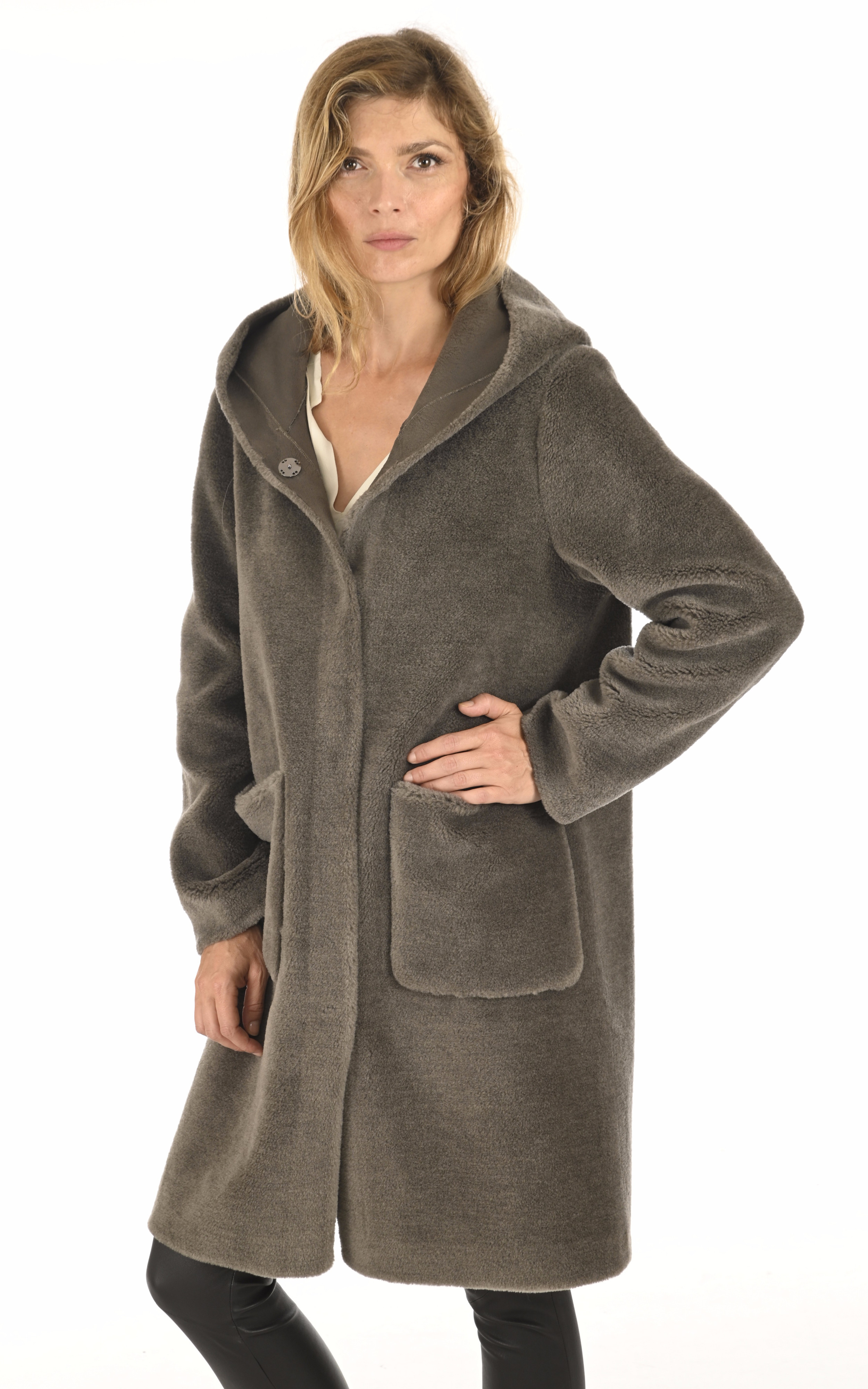 Manteau laine Angelique réversible gris Oakwood