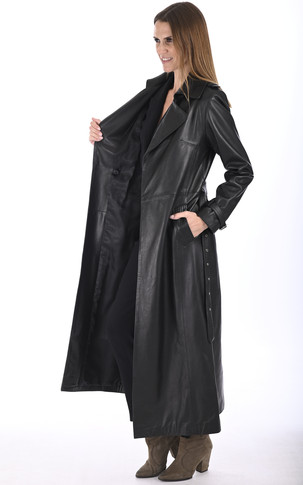 Maxi trench agneau noir