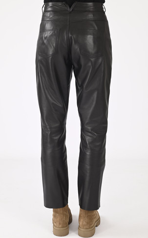 Pantalon cuir droit Aloma noir