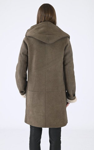 Manteau confort agneau velours taupe