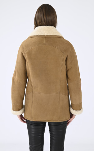 Veste courte peau lainée camel