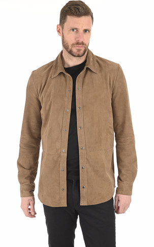 Chemise M001 cuir velours taupe