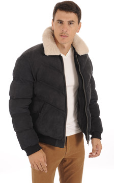 Doudoune nubuck bleu nuit Doudoune nubuck bleu nuit
