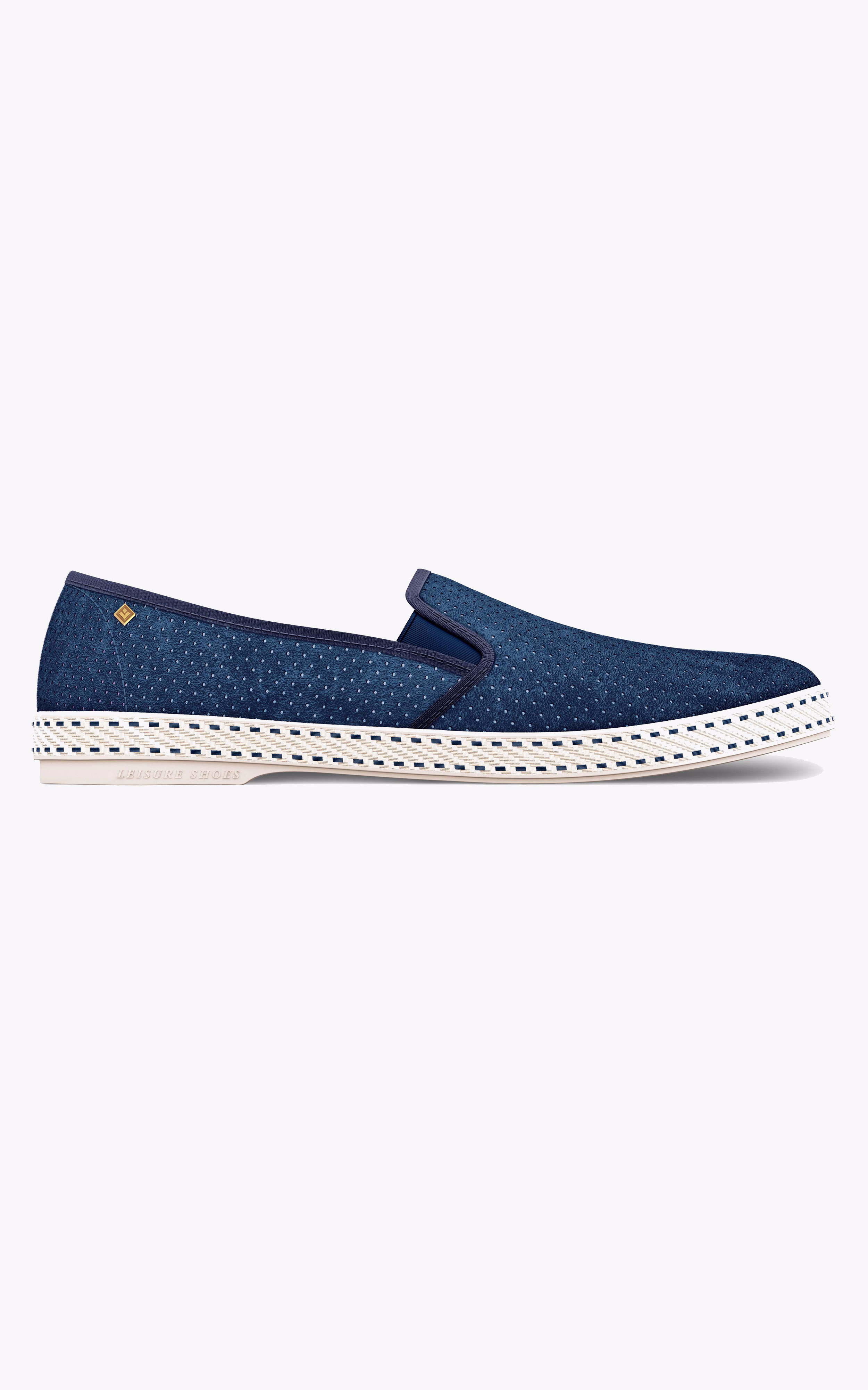 Mocassins cuir velours bleu marine Rivieras