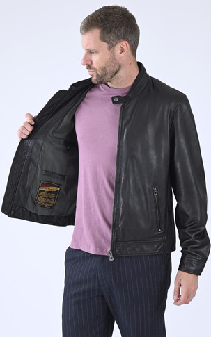 Blouson cuir Mercer noir