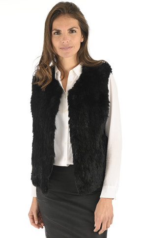 Gilet fourrure de lapin noir