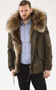 la canadienne Parka bi-matière kaki avec fourrure