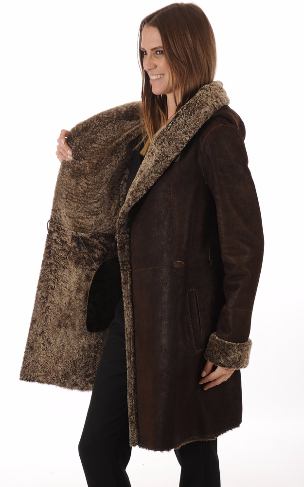 Manteau peau lainée marron La Canadienne