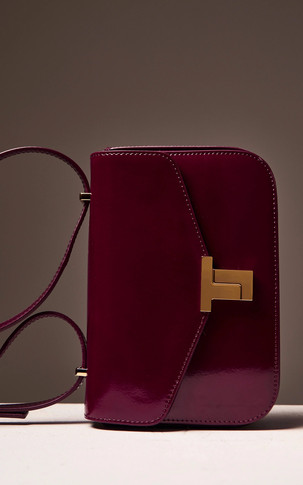 Sac en cuir bordeaux brillant