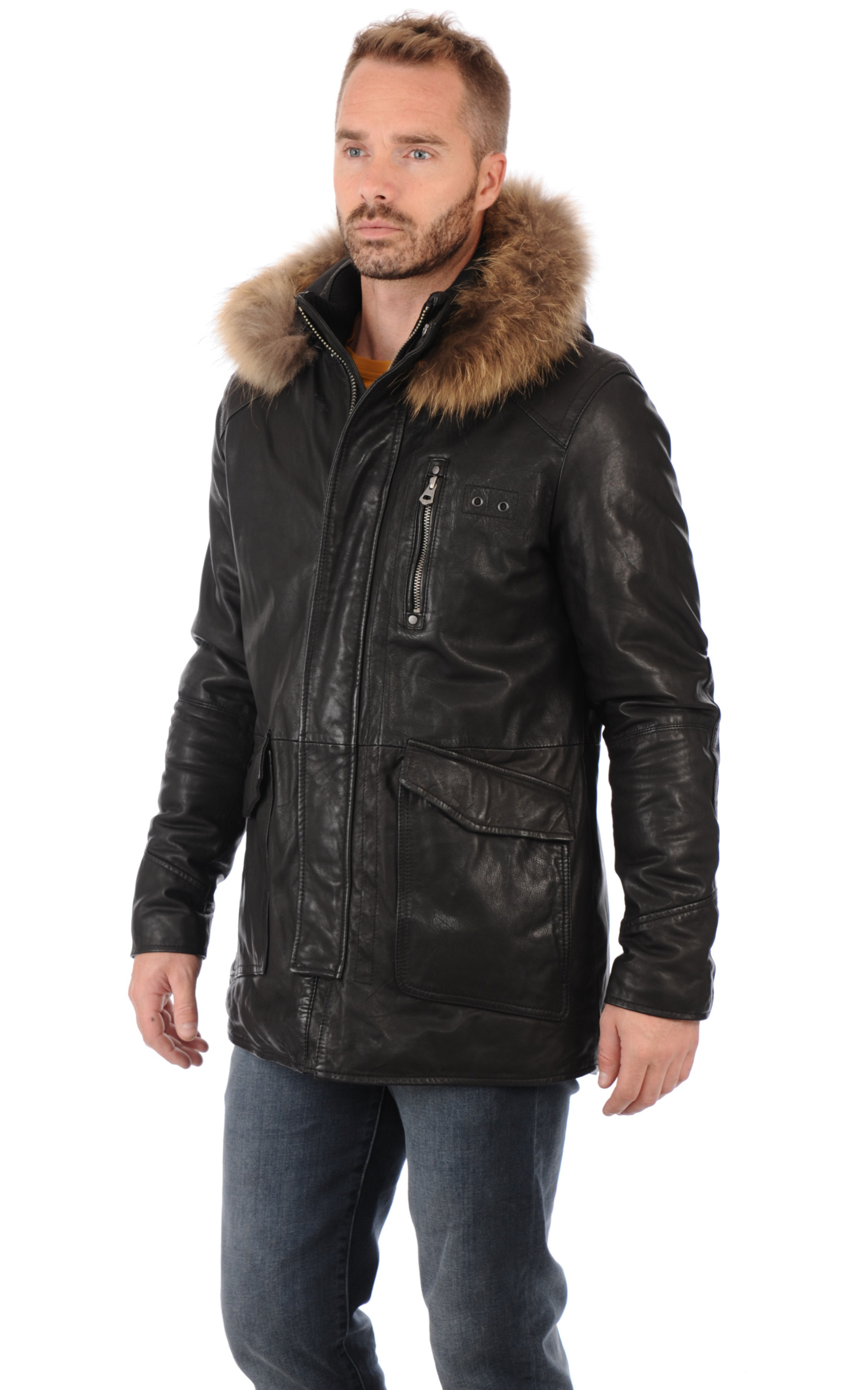 Parka en Cuir Homme avec Fourrure Daytona 73 - La ...