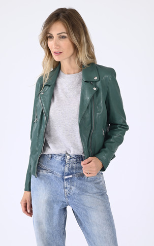 Blouson cuir Olympe Jade