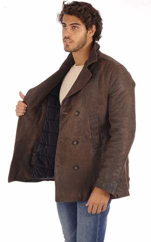 Caban mouton nubuck marron