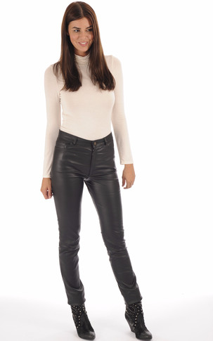 Pantalon Jean cuir stretch noir