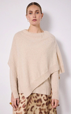 Poncho cachemire beige