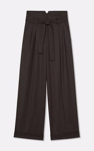 Pantalon large en laine marron