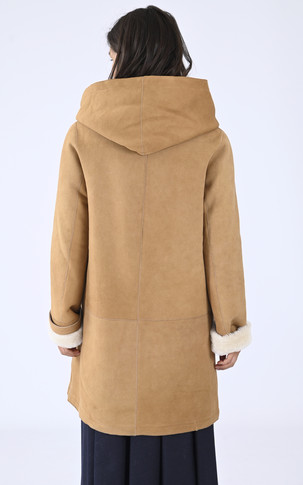 Manteau confortable agneau cognac