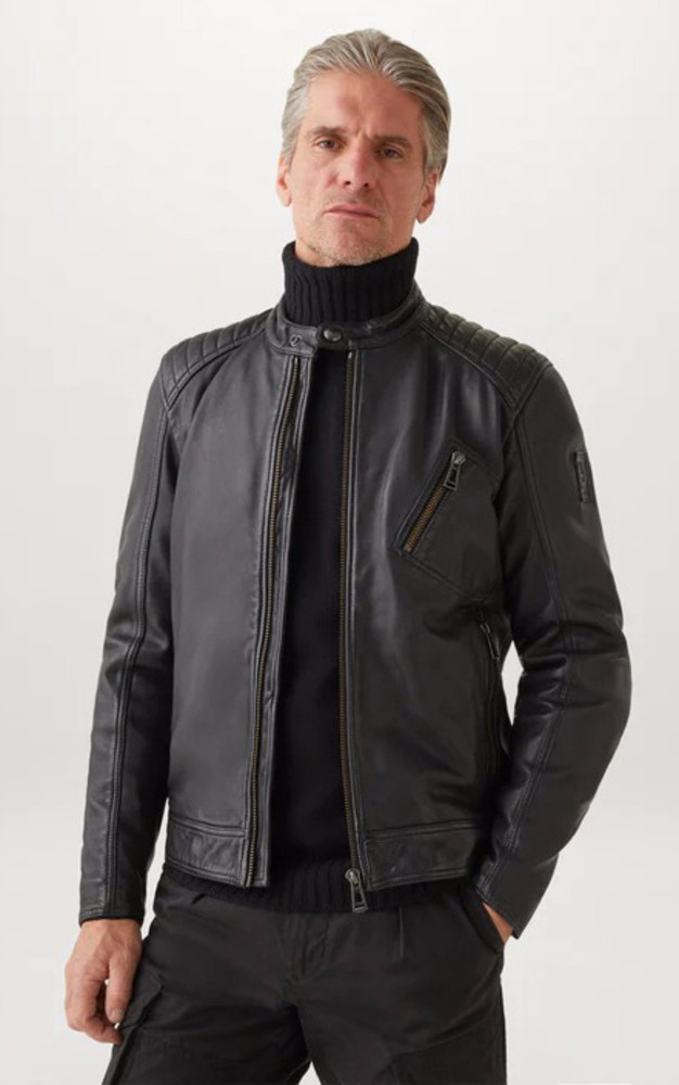 Blouson motard cuir noir Belstaff