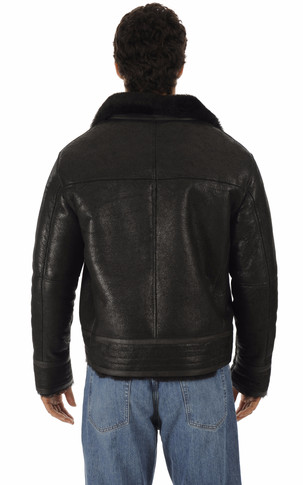 Bombardier en cuir mouton noir