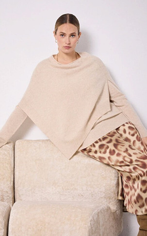 Poncho cachemire beige