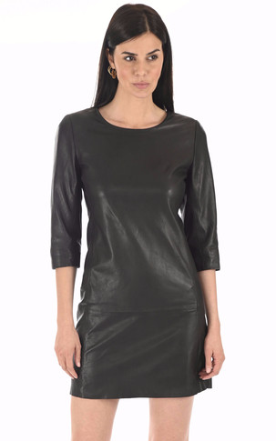 Robe cuir agneau noire