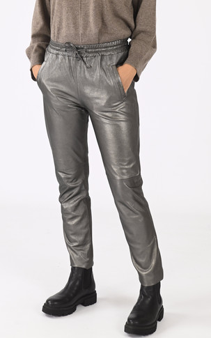 Pantalon jogpant cuir argenté