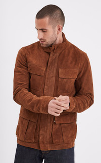 Veste cuir velours Salem tabac