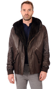 Veste en cuir fourrure homme new arrivals