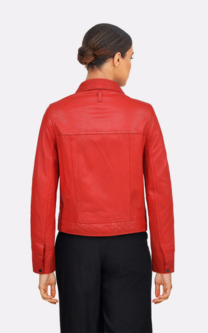 Blouson cuir Nubie rouge