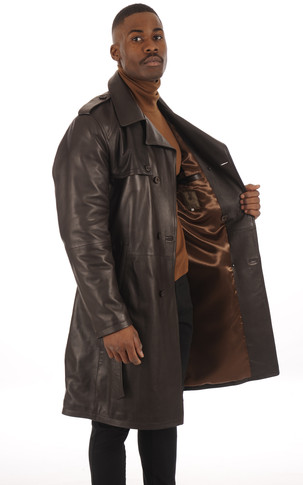 Trench Cuir Marron Homme
