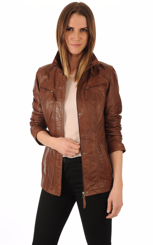 Veste Cuir Marron Femme La Canadienne - La Canadienne ...