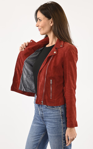 Blouson cuir velours Bonita Red