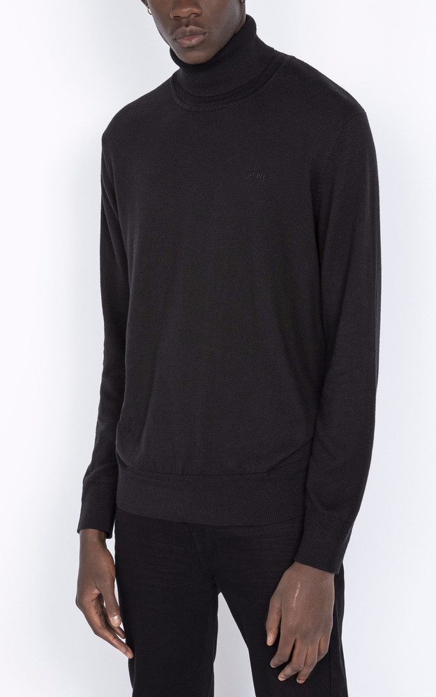 Pull col roulé noir Schott