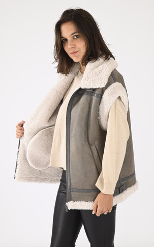 Gilet laine mouton taupe