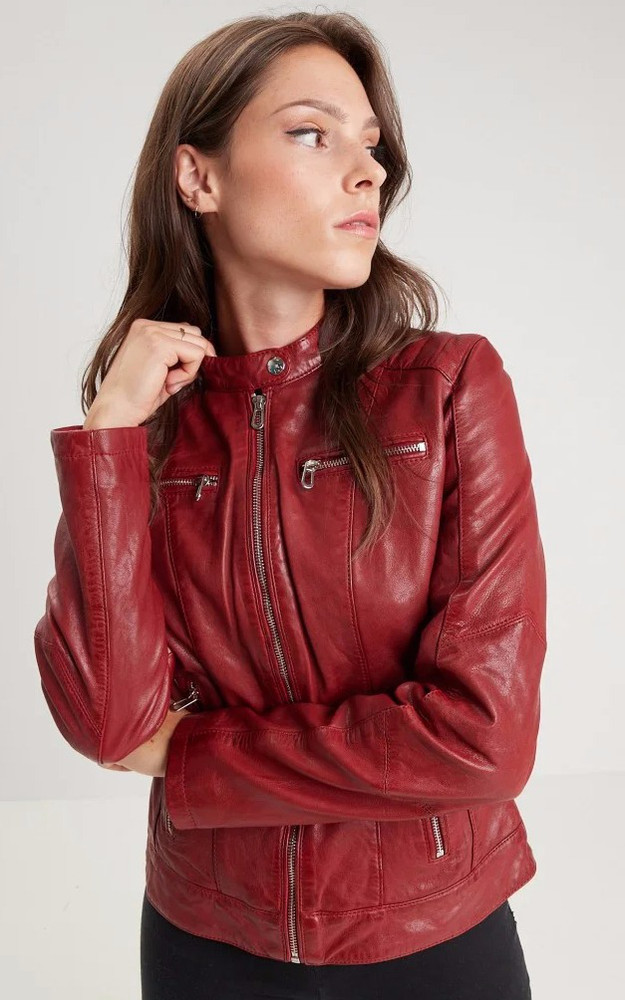 Blouson cuir Jodyta Red chili Rose Garden