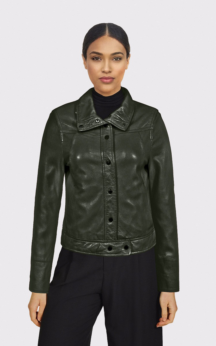 Blouson best sale cuir vert